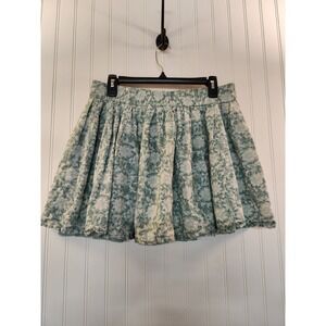 American Eagle Women Green Floral Print Linen Blend Micro Mini Skirt Size L Y2K